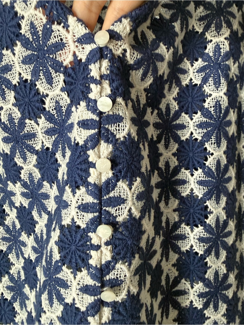 Sezane Emma Blouse in Ecru Navy - Picture 5 of 7